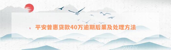 平安普惠贷款40万逾期后果及处理方法