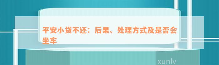 平安小贷不还：后果、处理方式及是否会坐牢