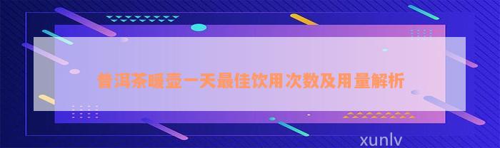 普洱茶暖壶一天最佳饮用次数及用量解析