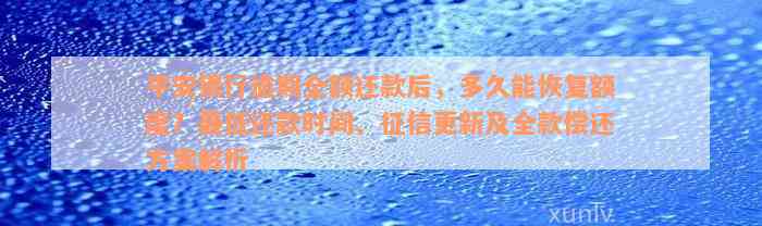 平安银行逾期全额还款后，多久能恢复额度？最低还款时间、征信更新及全款偿还方案解析