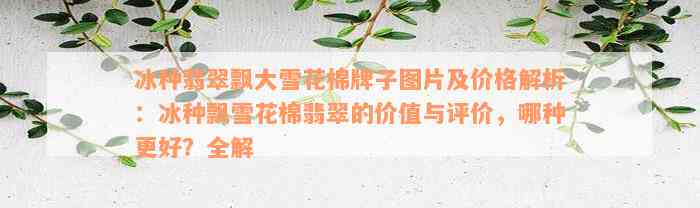 冰种翡翠飘大雪花棉牌子图片及价格解析：冰种飘雪花棉翡翠的价值与评价，哪种更好？全解