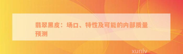 翡翠黑皮：场口、特性及可能的内部质量预测