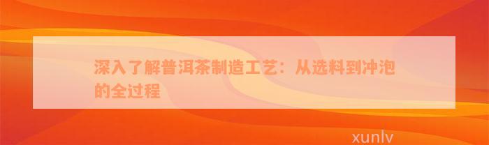 深入了解普洱茶制造工艺：从选料到冲泡的全过程