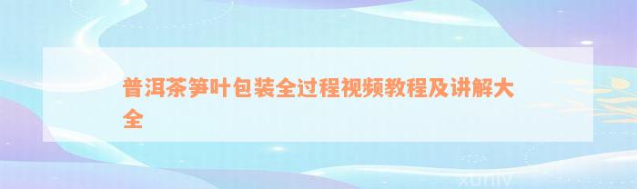 普洱茶笋叶包装全过程视频教程及讲解大全