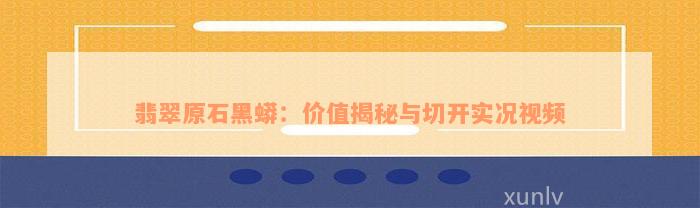 翡翠原石黑蟒：价值揭秘与切开实况视频