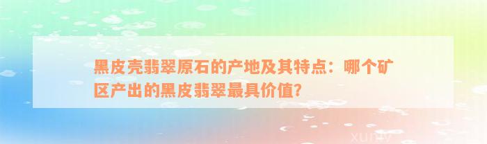 黑皮壳翡翠原石的产地及其特点：哪个矿区产出的黑皮翡翠最具价值？