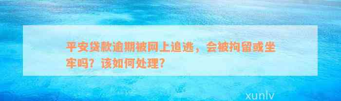 平安贷款逾期被网上追逃，会被拘留或坐牢吗？该如何处理?