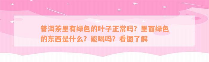 普洱茶里有绿色的叶子正常吗？里面绿色的东西是什么？能喝吗？看图了解