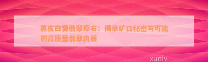 黑皮白雾翡翠原石：揭示矿口秘密与可能的高质量翡翠肉质