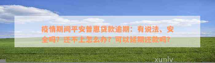 疫情期间平安普惠贷款逾期：有说法、安全吗？还不上怎么办？可以延期还款吗？