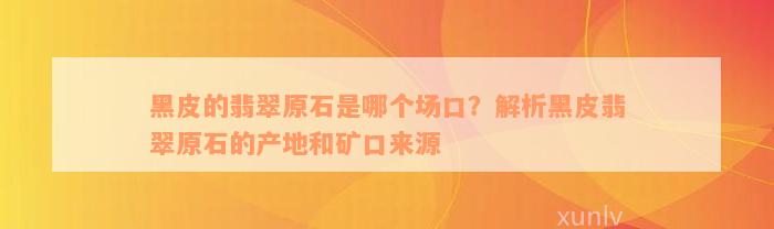 黑皮的翡翠原石是哪个场口？解析黑皮翡翠原石的产地和矿口来源