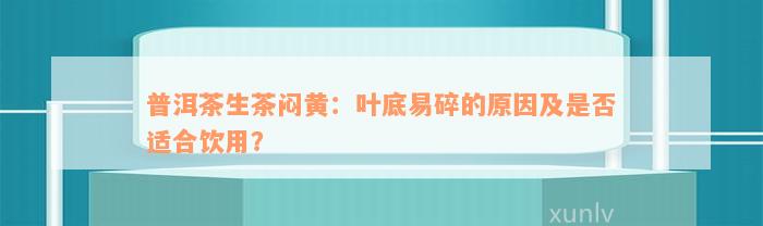 普洱茶生茶闷黄：叶底易碎的原因及是否适合饮用？