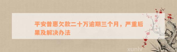 平安普惠欠款二十万逾期三个月，严重后果及解决办法