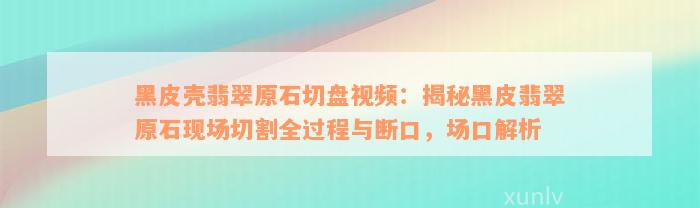 黑皮壳翡翠原石切盘视频：揭秘黑皮翡翠原石现场切割全过程与断口，场口解析