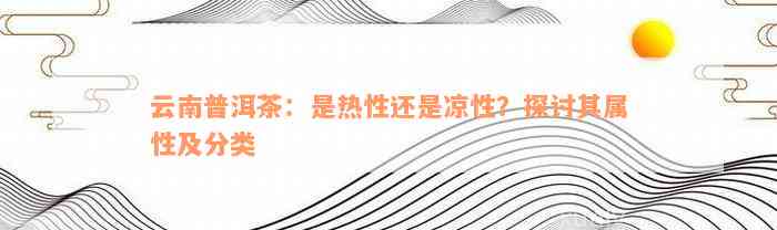 云南普洱茶：是热性还是凉性？探讨其属性及分类