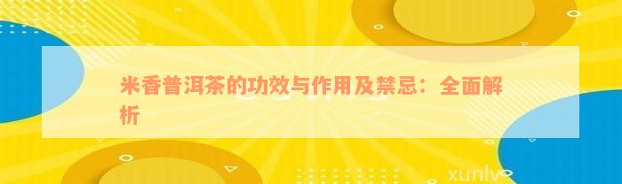 米香普洱茶的功效与作用及禁忌：全面解析