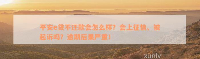 平安e贷不还款会怎么样？会上征信、被起诉吗？逾期后果严重！