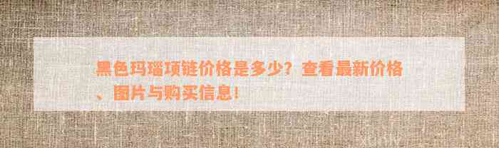 黑色玛瑙项链价格是多少？查看最新价格、图片与购买信息！