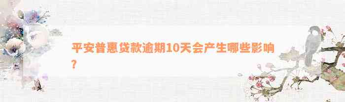 平安普惠贷款逾期10天会产生哪些影响？