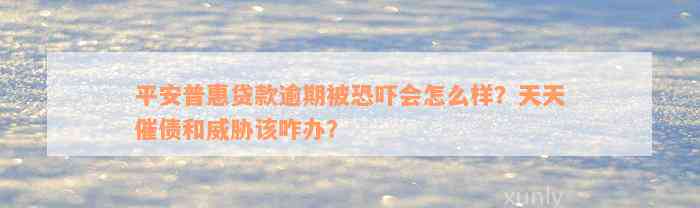 平安普惠贷款逾期被恐吓会怎么样？天天催债和威胁该咋办？